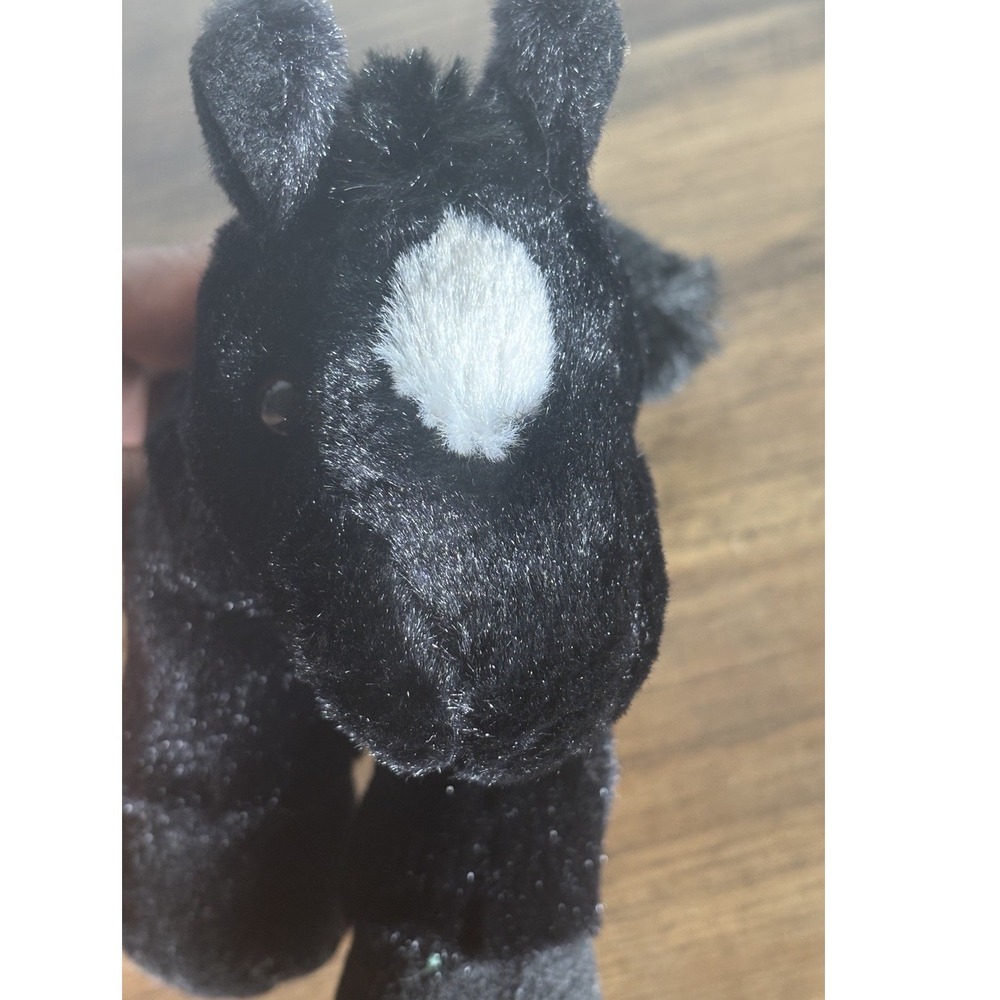 Aurora Black Pony Horse PLUSH toy FLOPSIE white crest on face black hooves Soft